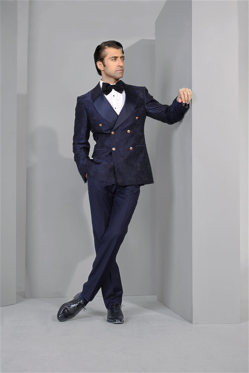Double Breasted Jacquard Tuxedo (Custom Made)