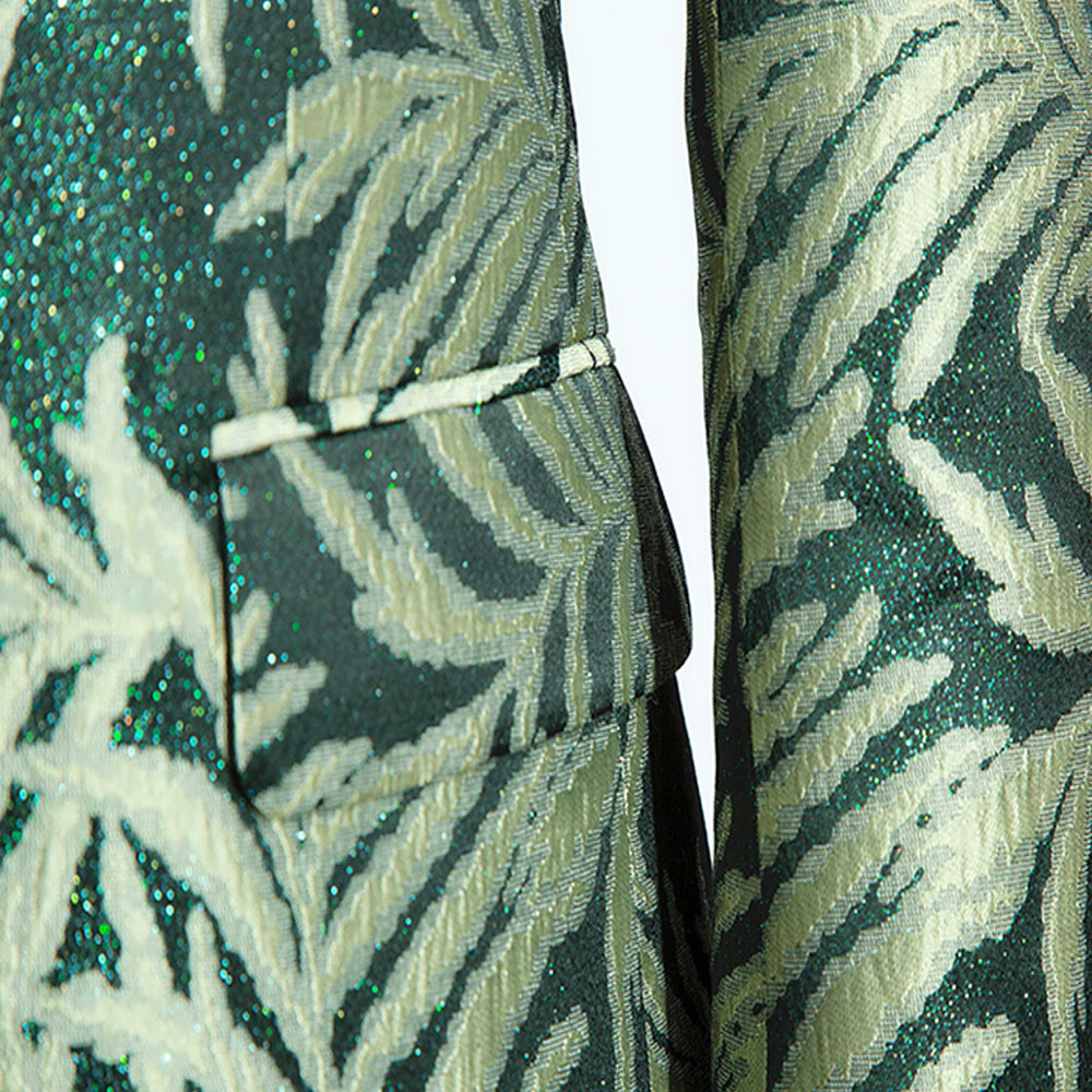 Double Breasted Jacquard Forest Green Tuxedo