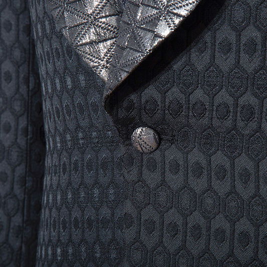 Black Single Breasted Damask Jacquard Tuxedo