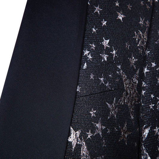 Black Double Breasted Jacquard Suit