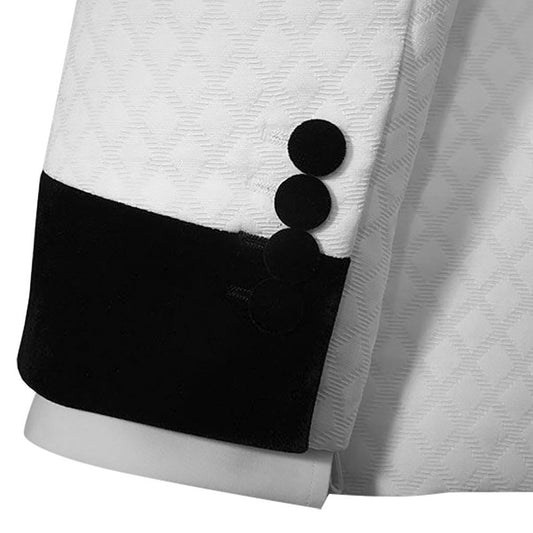 White Ivory Damask Jacquard Suit