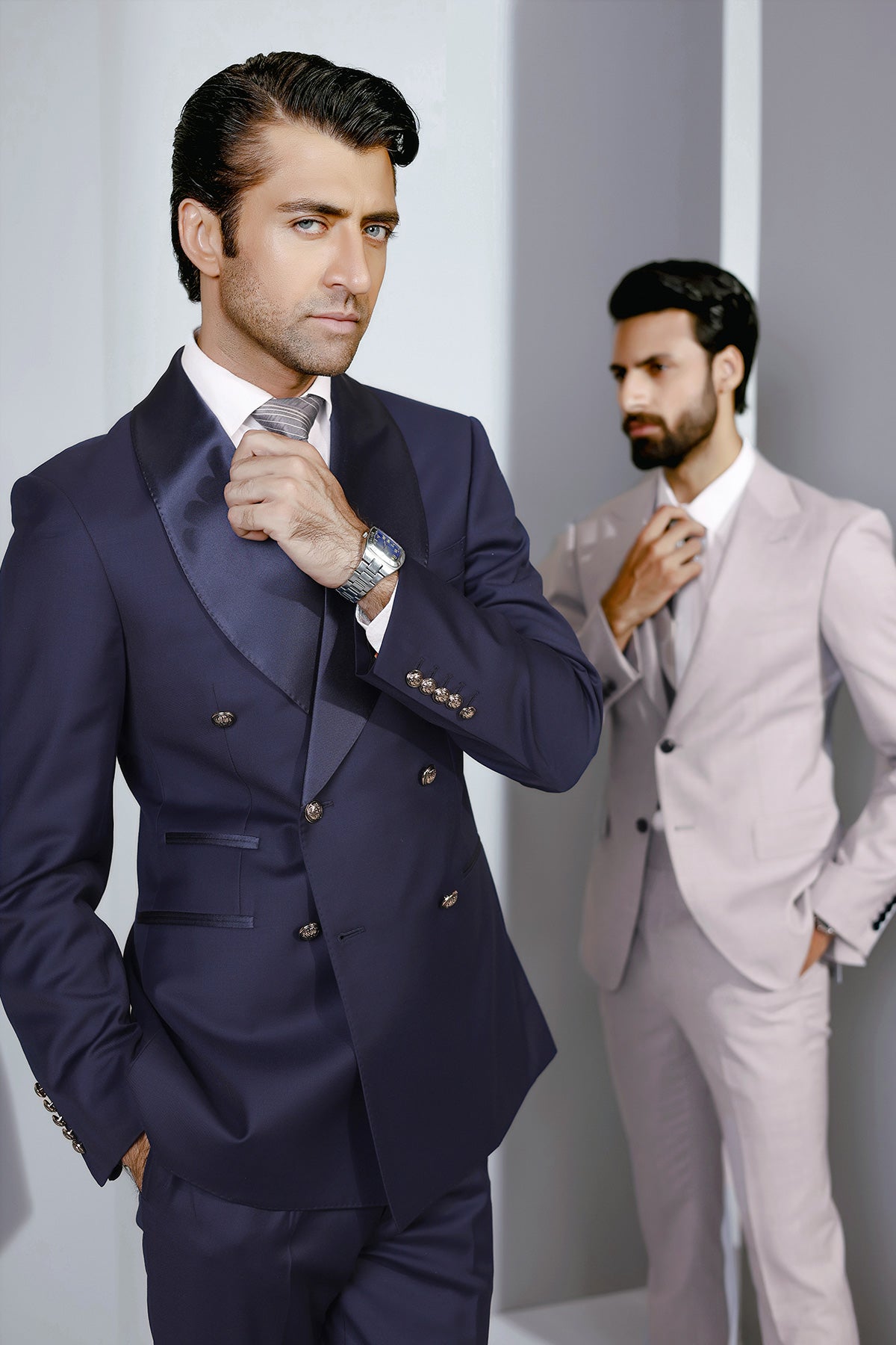 Double Breasted Navy Blue Tuxedo