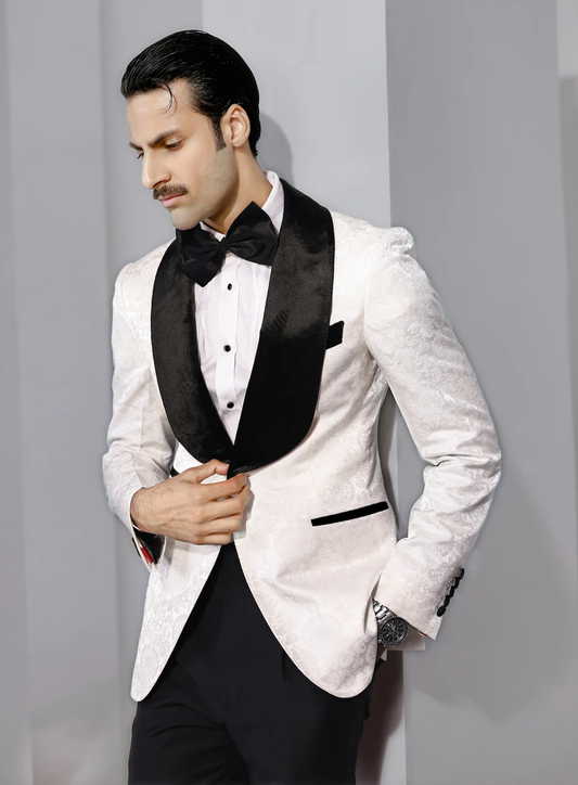White Shawl Lapel Tuxedo (Custom Made)