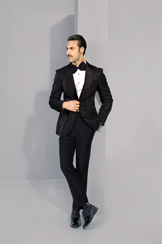 Shawl Jacquard Tuxedo In Black (Custom Made)