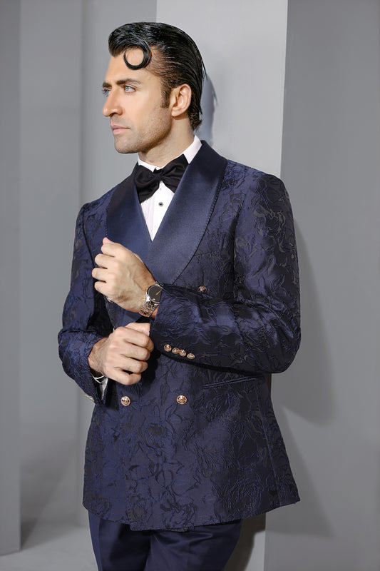 Double Breasted Jacquard Tuxedo (Custom Made)