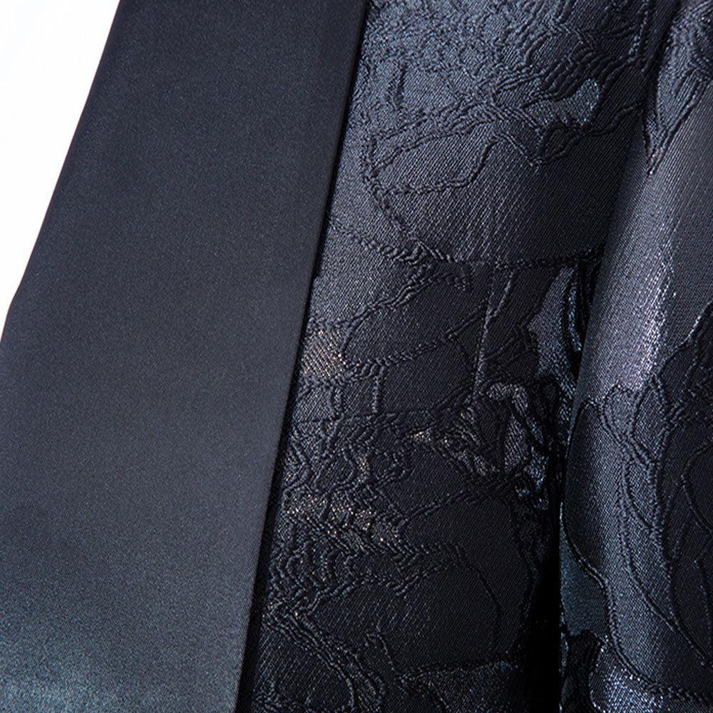 Black Long Shawl Lapels Damask Jacquard Tuxedo